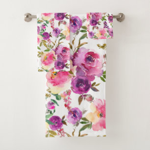 Luxury Bath Towel Set Pamper Yourself w/ Flowers