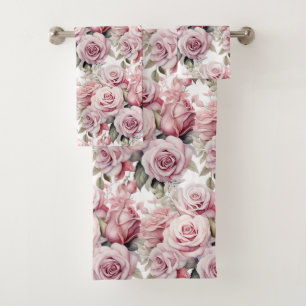 Luxury Bath Towel Set Pamper Yourself w/ Flowers