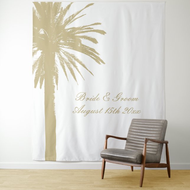 Luxury beach wedding party palm photo backdrop (In Situ)