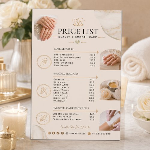 Luxury Beauty Salon Price List Flyer | Nails & Wax