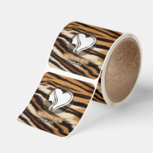 Luxury Beauty Spa Logo Elegant Tiger Print Salon Square Sticker