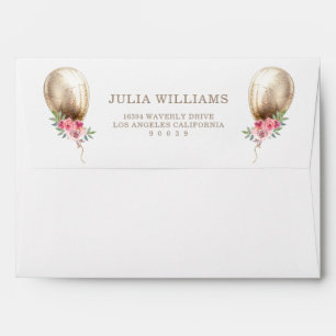 Luxury Beige Balloon Glitter Birthday Party Envelope