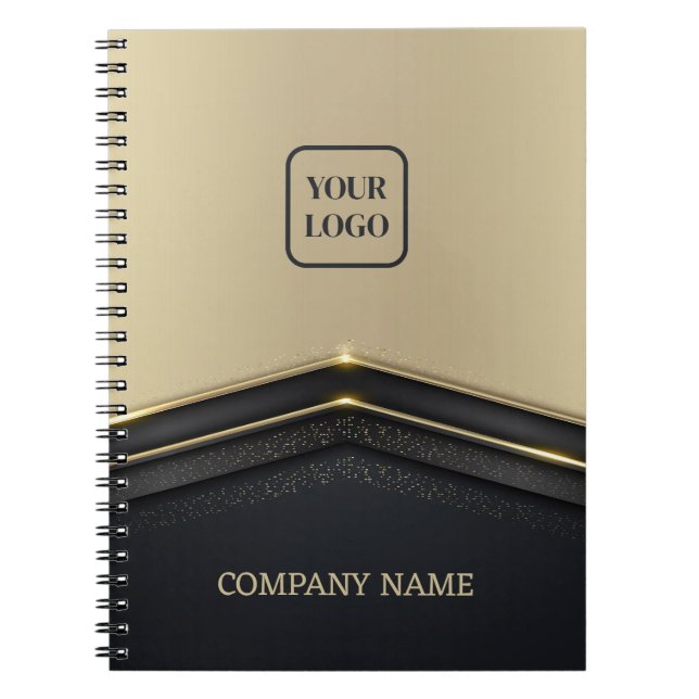 Luxury Beige & Black Gold Arrow Notebook (Front)