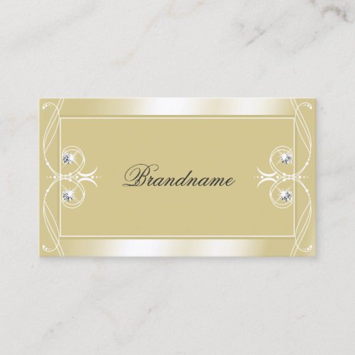 Luxury Beige Cream Sparkle Jewels Ornate Ornaments Business Card