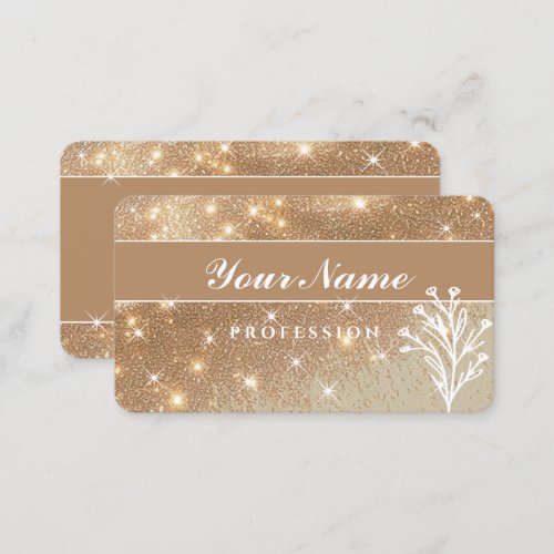 Luxury Beige Gold Golden Glitter Sparkling Stars Business Card