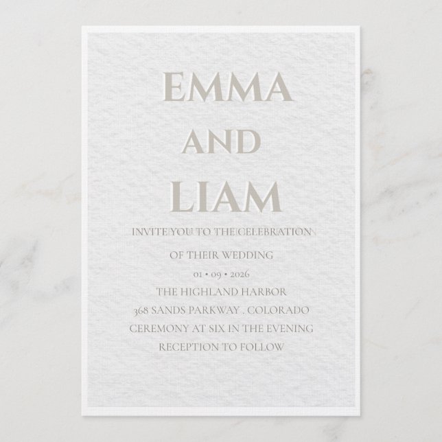 Luxury Beige & Gold Wedding Invitation | Elegant M (Front)