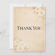 Luxury Beige & Gold Wedding Thank You Card