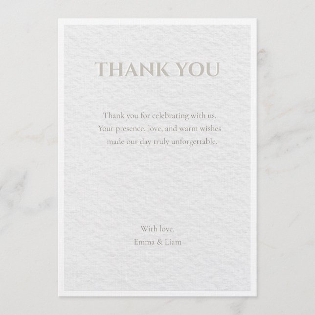 Luxury Beige & Gold Wedding Thank You Card | Elega (Front)