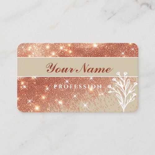 Luxury Beige Rose Gold Glitter Sparkling Stars Business Card