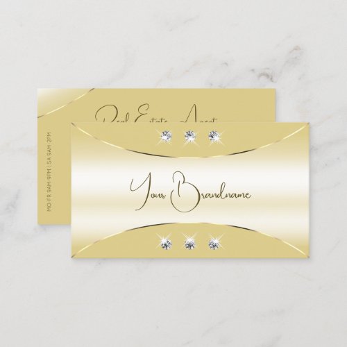 Luxury Beige with Gold Decor Sparkle Diamonds Glam Business Card