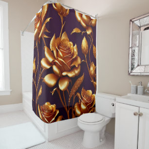 Luxury Big Gold Rose Modern Collection Shower Curtain