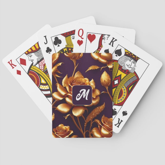 Luxury Big Gold Rose Modern Collections Poker Cards (Back)