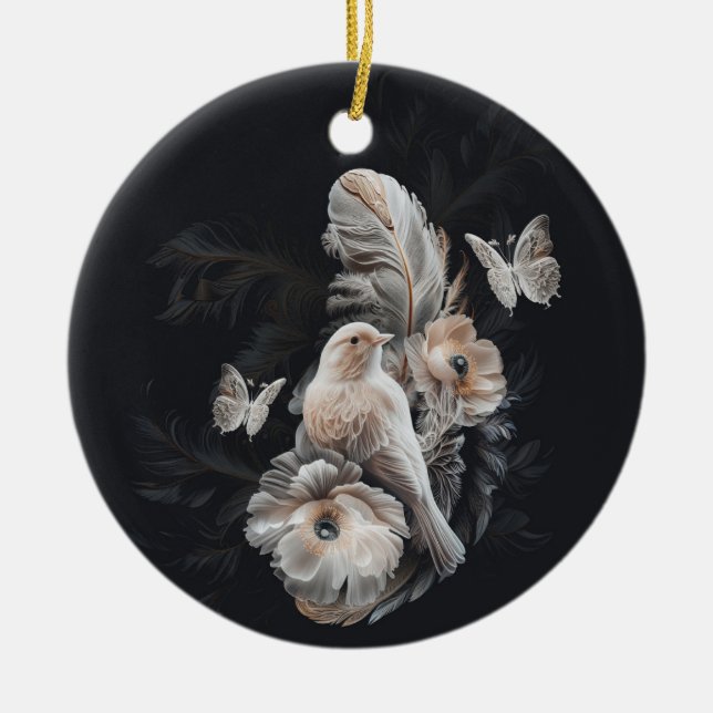 Luxury Bird & Feathers Ornament (Front)