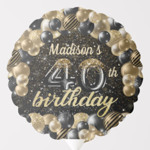 Luxury Birthday Black Gold Personalized  Balloon