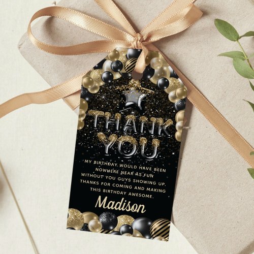 Luxury Birthday Gold Black Personalized Gift Tags