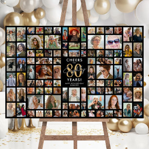 Luxury Black 80th Birthday Photo Board