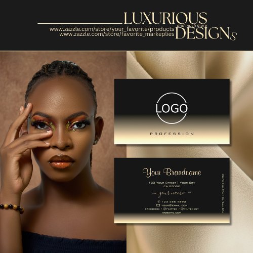 Luxury Black and Beige Gradient with Brand Logo Business Card