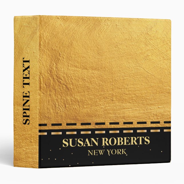 Luxury Black and Gold 3 Ring Binder (Front/Spine)