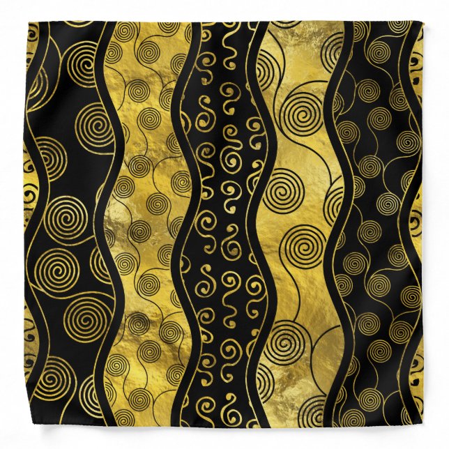 Luxury  Black and Gold African Pattern Bandana (Front)