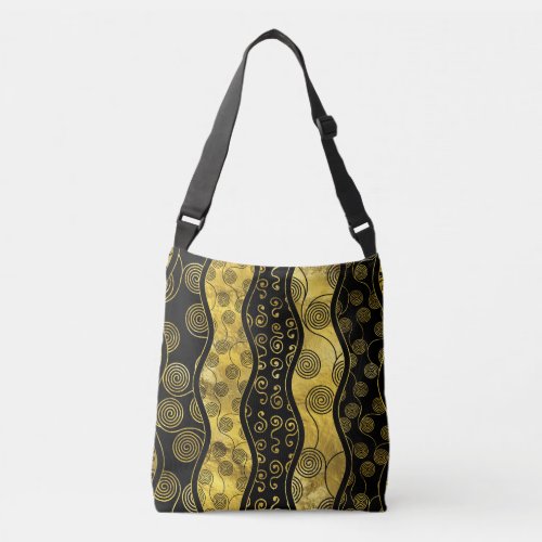 Luxury  Black and Gold African Pattern Crossbody Bag