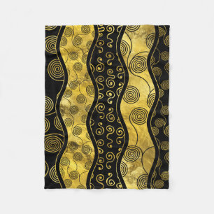 Luxury Black and Gold African Pattern Fleece Blanket