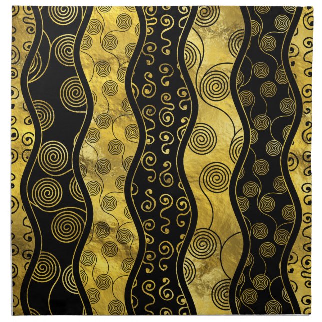 Luxury  Black and Gold African Pattern Napkin (Front)