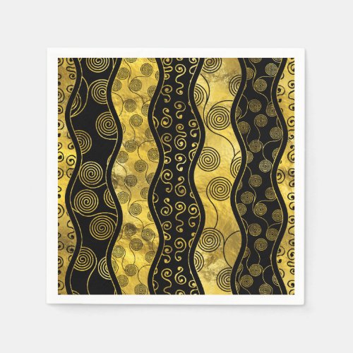 Luxury  Black and Gold African Pattern Paper Napkins