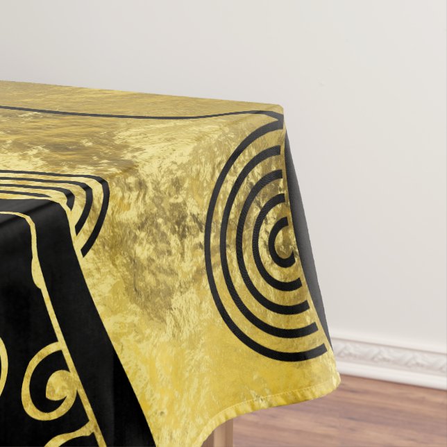 Luxury  Black and Gold African Pattern Tablecloth (In Situ)