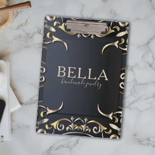 Luxury Black and Gold Baroque Business Logo Clipboard