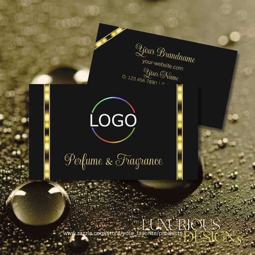 Luxury Black and Gold Chic with Logo Professional Business Card