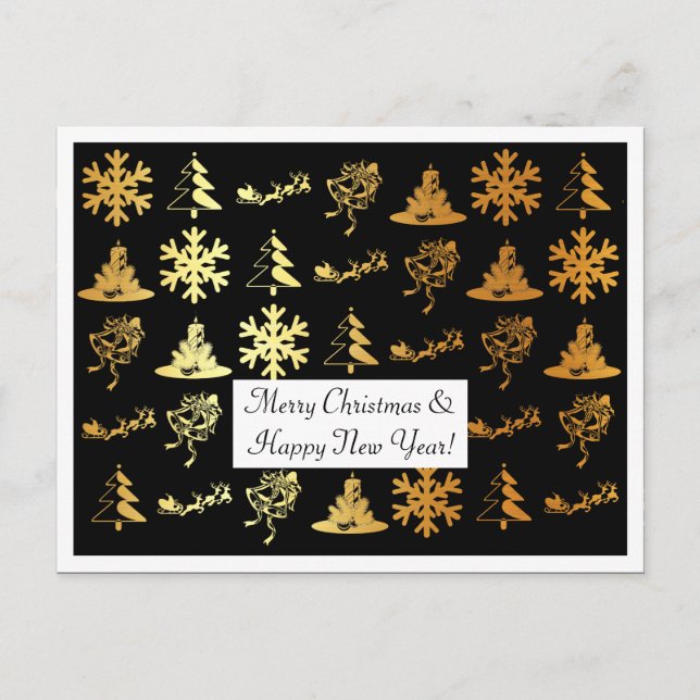 Luxury black and gold christmas card (Front)