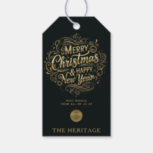 Luxury Black and Gold Custom Logo Merry Christmas Gift Tags