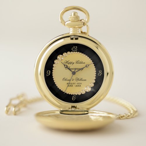 Luxury Black And Gold Diamonds Pocket Watch