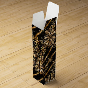 Luxury Black and Gold Elegant Christmas Ribbon Wine Box