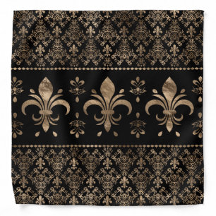 Luxury black and gold Fleur-de-lis ornament Bandana