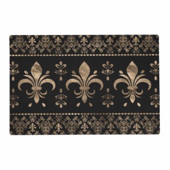 Luxury Black And Gold Fleur-de-lis Ornament Placemat by LoveMalinois at Zazzle
