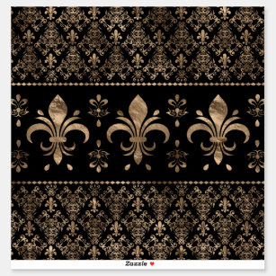 Luxury black and gold Fleur-de-lis ornament Sticker