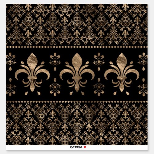 Luxury black and gold Fleur_de_lis ornament Sticker