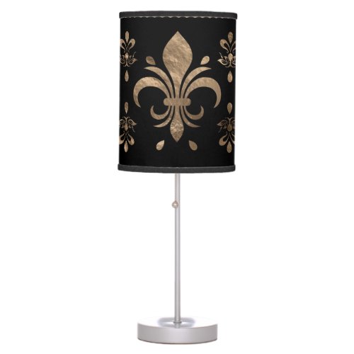 Luxury black and gold Fleur_de_lis ornament Table Lamp