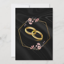 Luxury Black and Gold Floral Wedding Invitation 