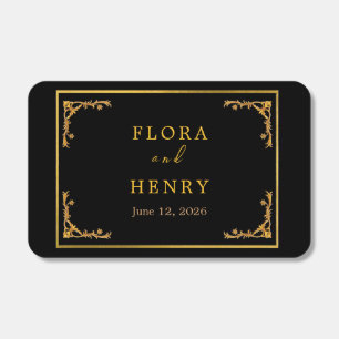 Luxury Black and Gold Foil Wedding Matches - Elega