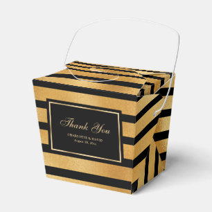 Luxury Black and Gold Foil Wedding Thank You Favor Boxes
