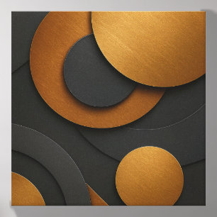 Luxury Black and Gold Geometric Abstract Design Canvas Photo Tile