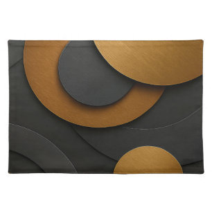 Luxury Black and Gold Geometric Abstract Design Cloth Placemat