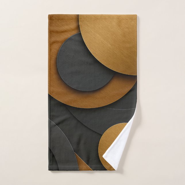 Luxury Black and Gold Geometric Abstract Design Hand Towel (Hand Towel)