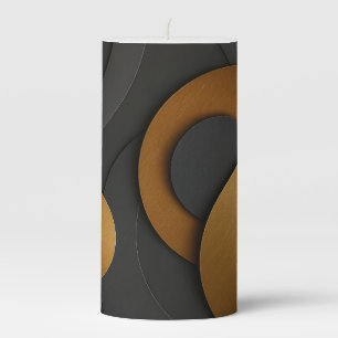 Luxury Black and Gold Geometric Abstract Design Pillar Candle