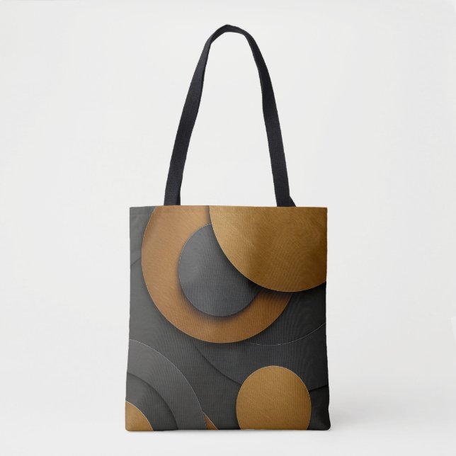Luxury Black and Gold Geometric Abstract Design Tote Bag (Front)