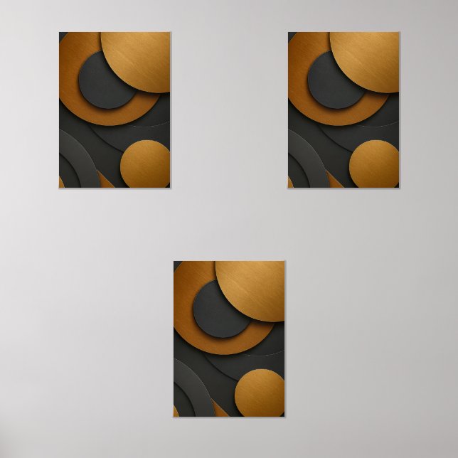 Luxury Black and Gold Geometric Abstract Design Wall Art Sets (Front)