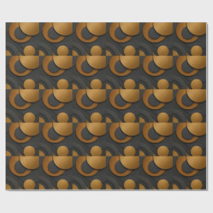 Luxury Black and Gold Geometric Abstract Design Wrapping Paper