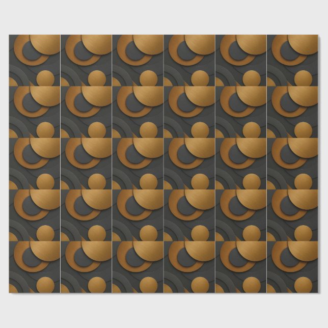 Luxury Black and Gold Geometric Abstract Design Wrapping Paper (Flat)